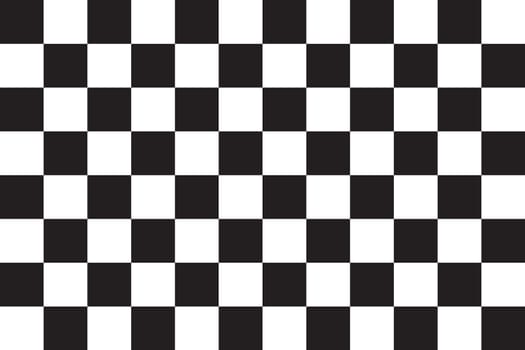 Checkered racing flag. Symbolic design of end of car race. Black and white background. Checkered flag in correct size and colors, vector illustration