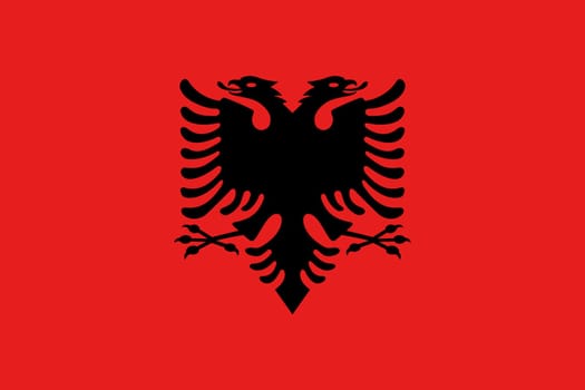 Albanian national official flag. Patriotic symbol, banner, element, background. Accurate dimensions. Flag of Albania in correct size and colors, vector illustration