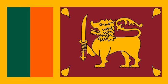 Sri Lankan national official flag. Patriotic symbol, banner, element, background. Accurate dimensions. Flag of Sri Lanka in correct size and colors, vector illustration