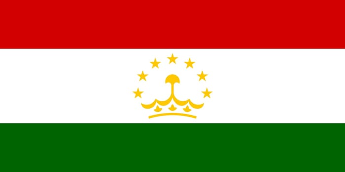 Tajikistani national official flag. Patriotic symbol, banner, element, background. Accurate dimensions. Flag of Tajikistan in correct size and colors, vector illustration