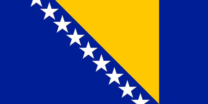Bosnian and Herzegovinian national official flag. Patriotic symbol, banner, element, background. Accurate dimensions. Flag of Bosnia and Herzegovina in correct size and colors, vector illustration