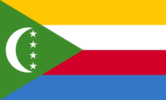 Comorian national official flag. African patriotic symbol, banner, element, background. Accurate dimensions. Flag of Comoros in correct size and colors, vector illustration