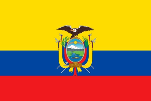 Ecuadorian national official flag. Patriotic symbol, banner, element, background. Accurate dimensions. Flag of Ecuador in correct size and colors, vector illustration