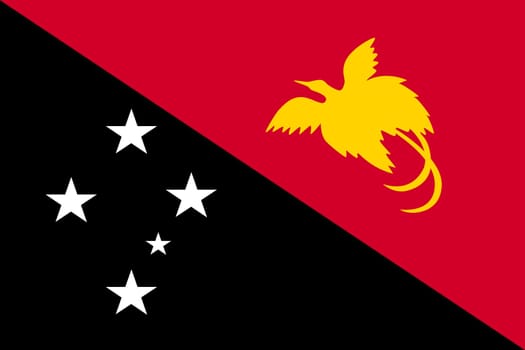 Papua New Guinean national official flag. Papuan patriotic symbol, banner, element, background. Accurate dimensions. Flag of Papua New Guinea in size and colors, vector illustration
