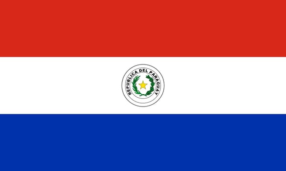 Paraguayan national official flag. Patriotic symbol, banner, element, background. Accurate dimensions. Flag of Paraguay in correct size and colors, vector illustration