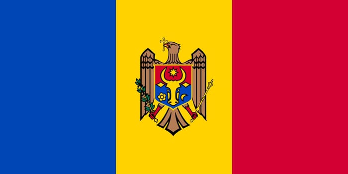 Moldovan national official flag. Patriotic symbol, banner, element, background. Accurate dimensions. Flag of Moldova in correct size and colors, vector illustration