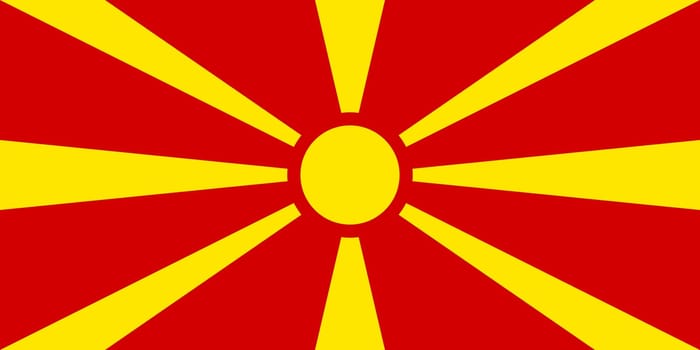 Macedonian national official flag. Patriotic symbol, banner, element, background. Accurate dimensions. Flag of Macedonia in correct size and colors, vector illustration