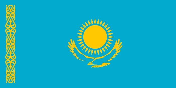 Kazakhstani national official flag. Patriotic symbol, banner, element, background. Accurate dimensions. Flag of Kazakhstan in correct size and colors, vector illustration