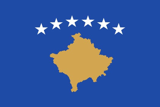 Kosovan national official flag. Patriotic symbol, banner, element, background. Accurate dimensions. Flag of Kosovo in correct size and colors, vector illustration