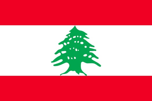 Lebanese national official flag. Patriotic symbol, banner, element, background. Accurate dimensions. Flag of Lebanon in correct size and colors, vector illustration