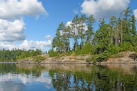 Sunny Day on a North Woods Island in Saganagons Lake in Quetico Provincial Park in Ontario