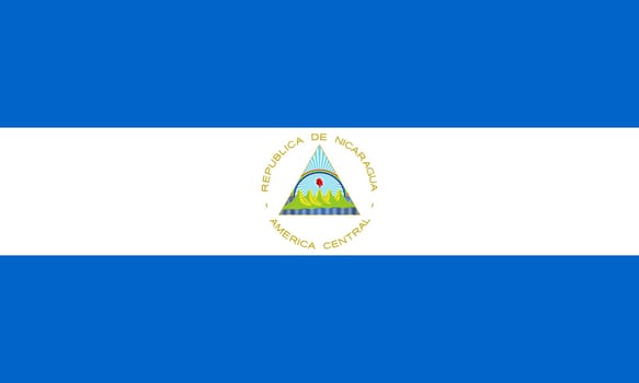 Nicaraguan national official flag. Patriotic symbol, banner, element, background. Accurate dimensions. Flag of Nicaragua in correct size and colors, vector illustration