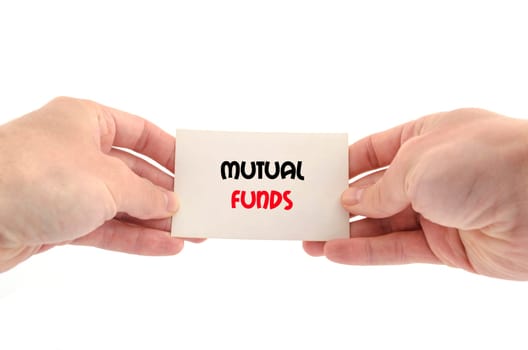 Mutual funds text concept isolated over white background