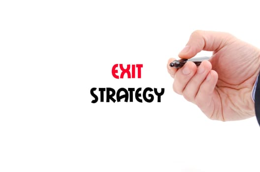 Exit strategy text concept isolated over white background