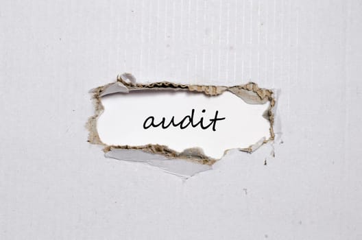 The word audit appearing behind torn paper