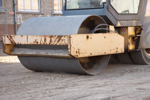 Road paving equipment working on a street
