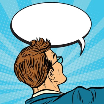 Man back says comic bubble pop art retro vector