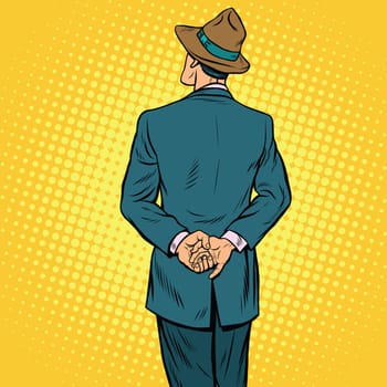 Retro male back, pop art vector illustration