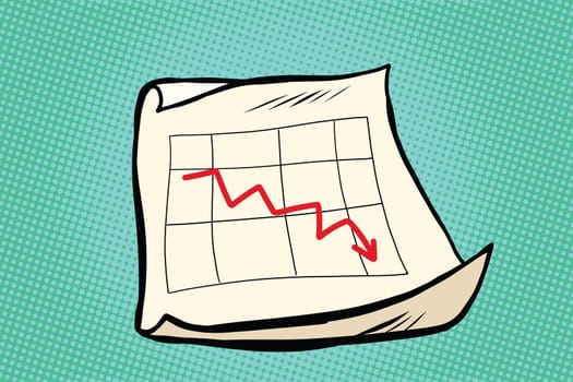 The fall schedule income sales arrow, pop art retro vector illustration. Business and Finance