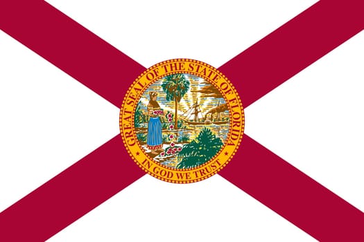 Floridian official flag, symbol. American patriotic element. USA banner. United States of America background. Flag of the US state of Florida in correct size and colors, illustration