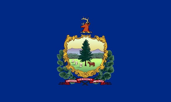 Vermonter official flag, symbol. American patriotic element. USA banner. United States of America background. Flag of the US state of Vermont in correct size and colors, illustration