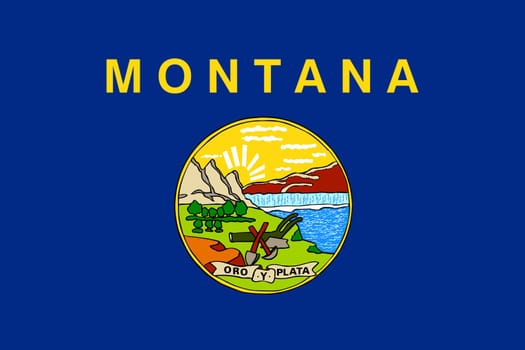 Montanan official flag, symbol. American patriotic element. USA banner. United States of America background. Flag of the US state of Montana in correct size and colors, illustration