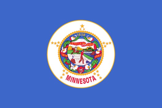 Minnesotan official flag, symbol. American patriotic element. USA banner. United States of America background. Flag of the US state of Minnesota in correct size and colors, illustration