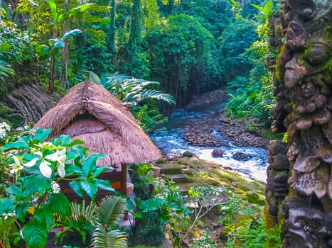 Ubud, Bali, Indonesia - April 13, 2012: View of SPA bungalow at Tjampuhan Spa hotel at Ubud