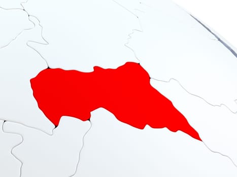 Map of Central Africa on globe with metallic land and realistic water. 3D illustration