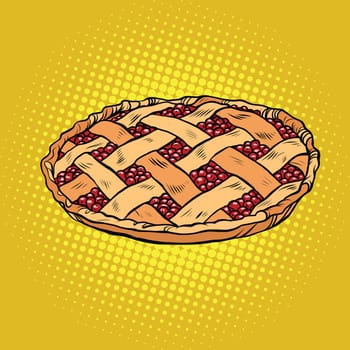Berry pie, thanksgiving and family celebration, pop art retro vector illustration