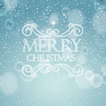 Winter bokeh background with snowflakes and calligraphic. Christmas typographic vector illustration for Xmas and New Year holidays design.