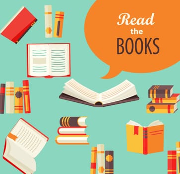 Set of books - design for book publishing, the concept of learning in school or University. Flat style, vector illustration.