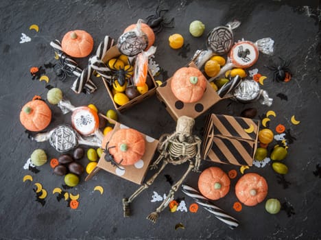 Sweets in gift boxes for Halloween