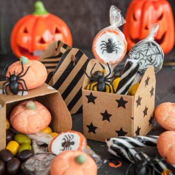 Sweets in gift boxes for Halloween