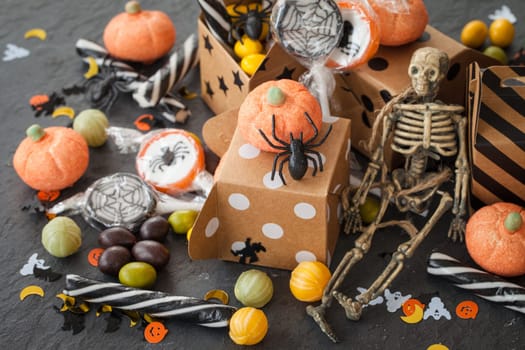 Sweets in gift boxes for Halloween