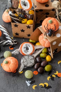 Sweets in gift boxes for Halloween