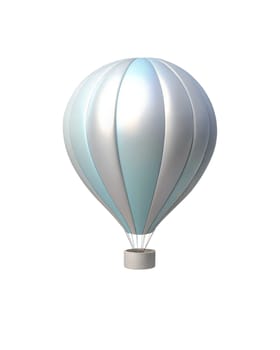 A sleek and modern 3D icon of a hot air balloon, with a shiny holographic finish, isolated on white background. Ideal for travel, adventure, and innovation themes.