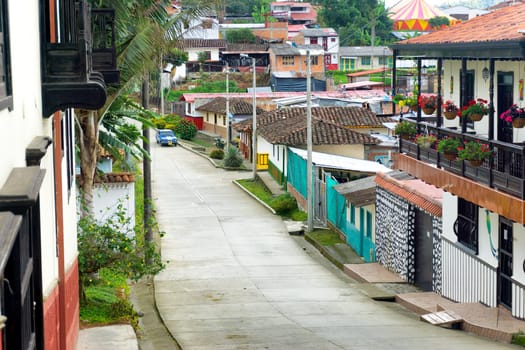 Street view of the town of Salento, Colombia