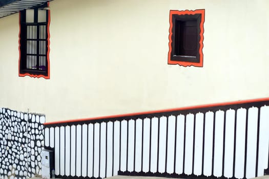 Interesting patterns on a colonial building in Salento, Colombia