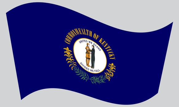 Kentuckian official flag, symbol. American patriotic element. USA banner. United States of America background. Flag of the US state of Kentucky waving on gray background, vector