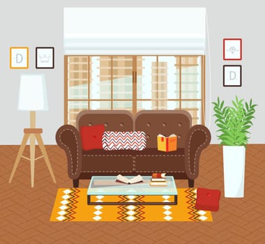 Interior of a living room. Modern flat design illustration.