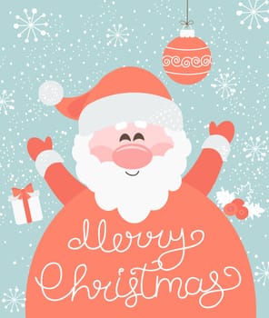 Christmas Greeting Card. Merry Christmas from Santa. Vector illustration.