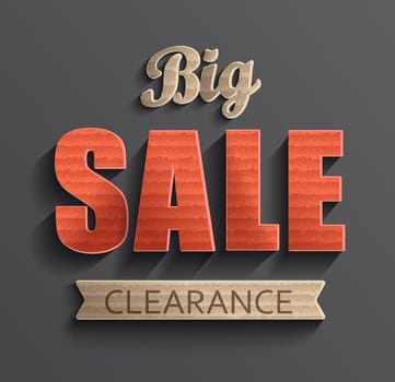 Banner with big sale inscription. Sale and discounts. Vector illustration