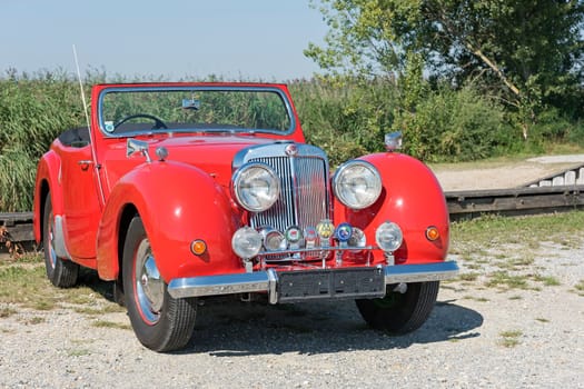 Oldtimer Triumph Roadster 2000,year of construction 1948,4 cylinders,displacement 2000 ccm,3 forward gears,60 hp,100 km/h,aluminium body