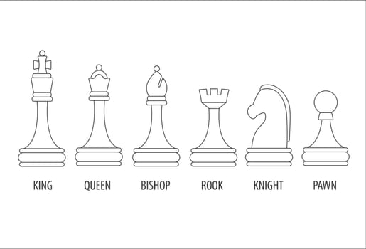 set of six chess pieces, vector illustration.