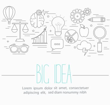 Line style vector illustration design concept of big idea, brainstorming.