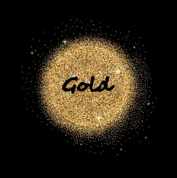 Glitter Background with space for your text. Gold glittering circle for card.