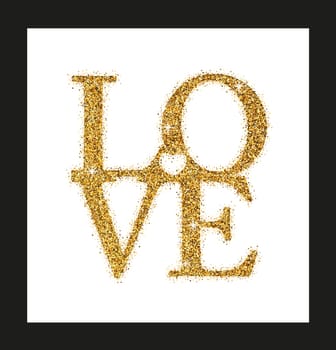 Happy valentines day and weeding design elements. Vector illustration invitation, menu, flyer, template.Gold glitter lettering Love with Hearts.