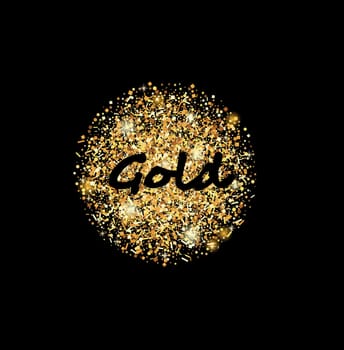 Glitter Background with space for your text. Gold glittering circle for card.