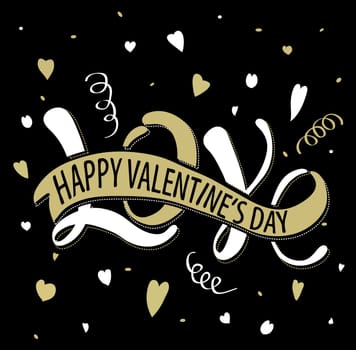 Vector illustration of Love - Happy Valentine&#39 s day, Romantic handwritten inscription for poster, valentines day card